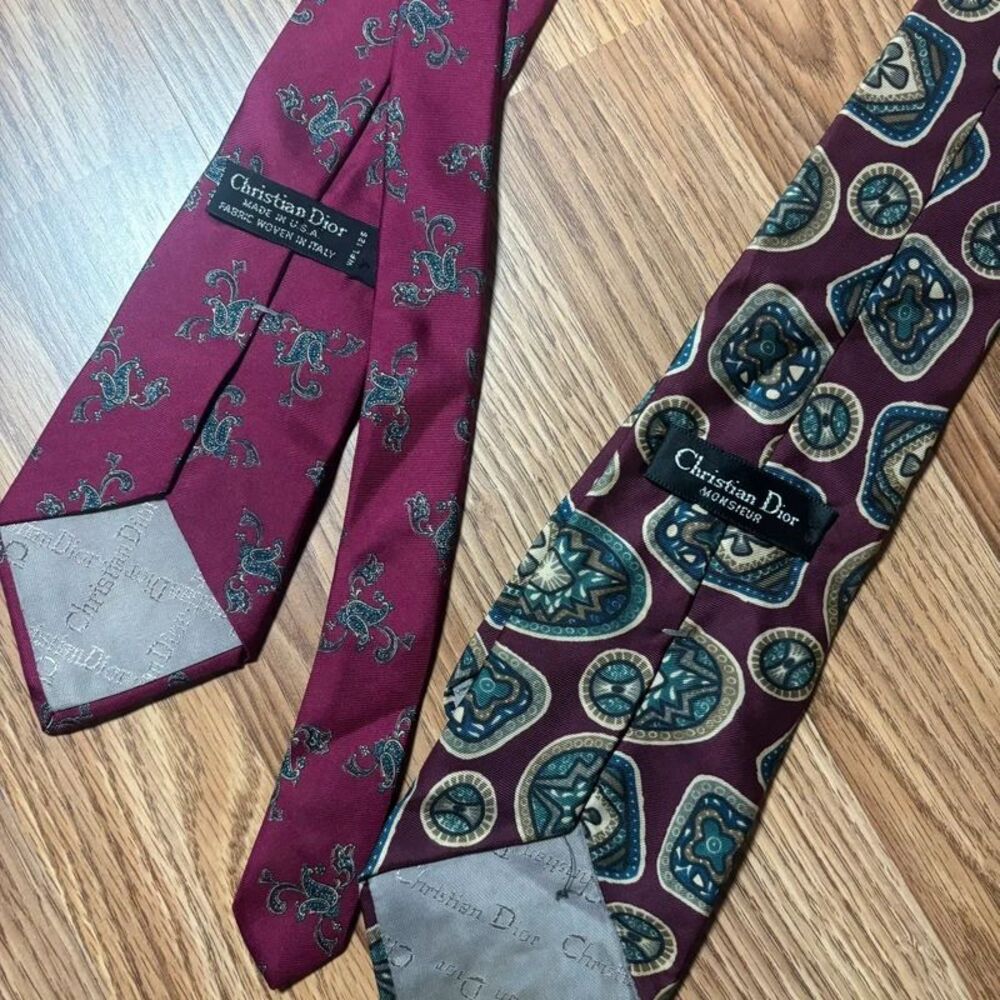 Two vintage rare Christian Dior Ties - mixed patterns